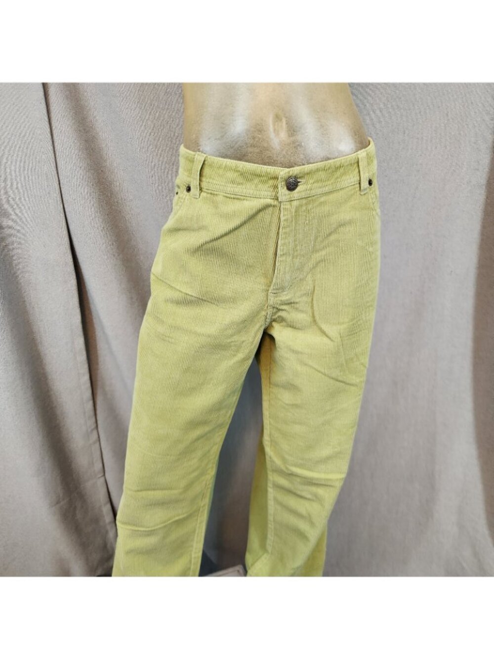 Garnet Hill Lime Green Corduroy Straight Leg Pants Slacks Size 16 LONG 36 Wx33 I - Picture 2 of 8